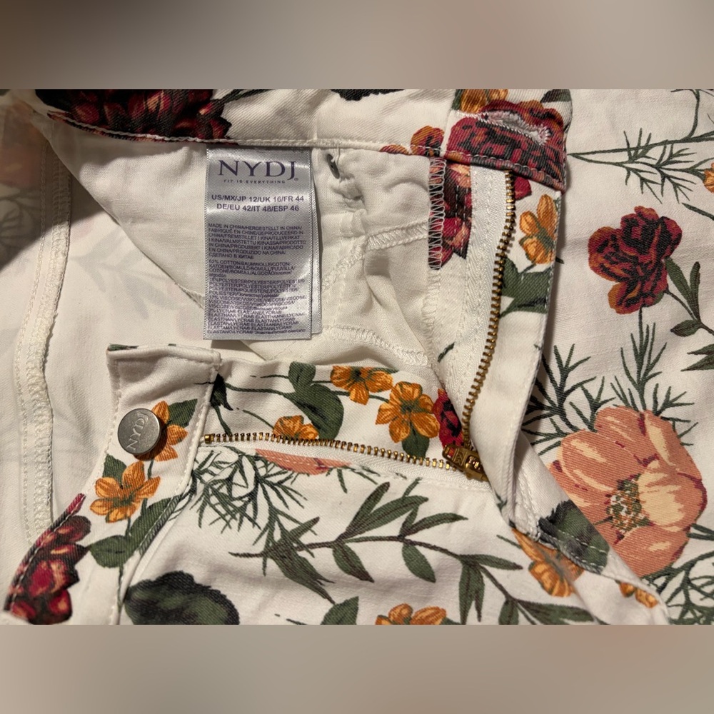 NYDJ Multicolor Floral Print Women’s Skinny Ankle Stretch Jeans Lift x Tuck Sz12 - Picture 5 of 6